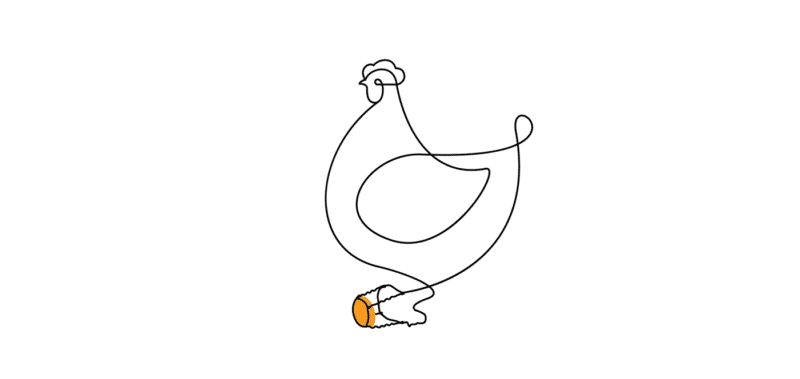 線画の鶏ロゴデザイン