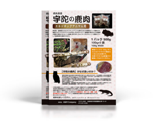 動物用の鹿肉の宣伝チラシデザイン